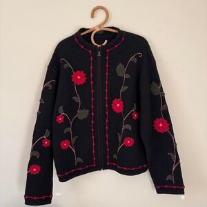 vintage 90's floral wool zip up jacket by tally-ho